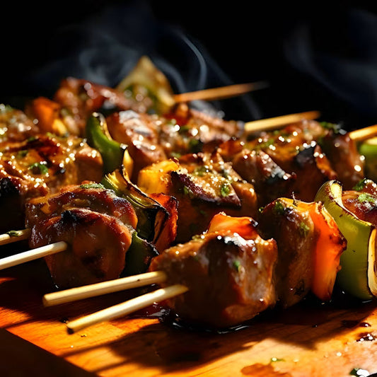 Spicy BBQ Beef Kabobs & Southwest Potato Skins