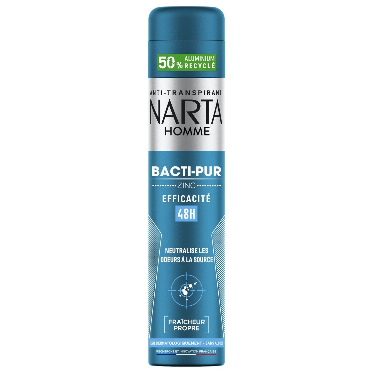 NARTA Déodorant Homme BactiPur au Zinc 48H 200ml -K12