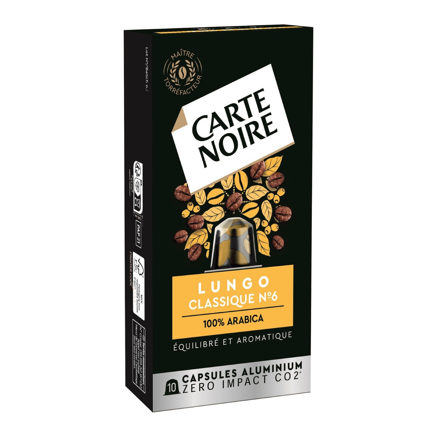 EURO MARKET  carte noire capsules lungo bio type nespresso x10 56g –  Euro-Market