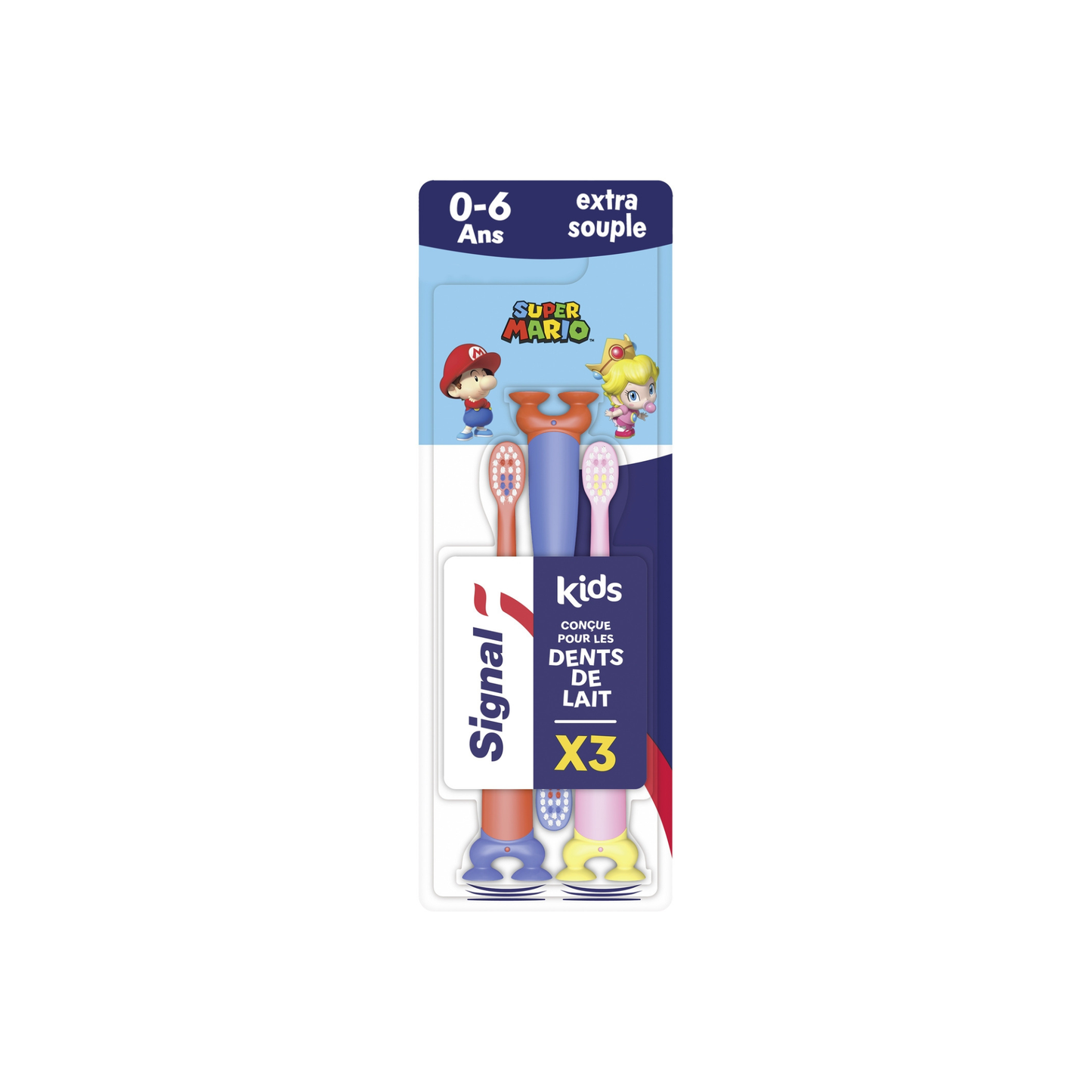 SIGNAL Brosse à dents Extra Souple Enfant 0-6 Ans Super Mario X3 -Z12