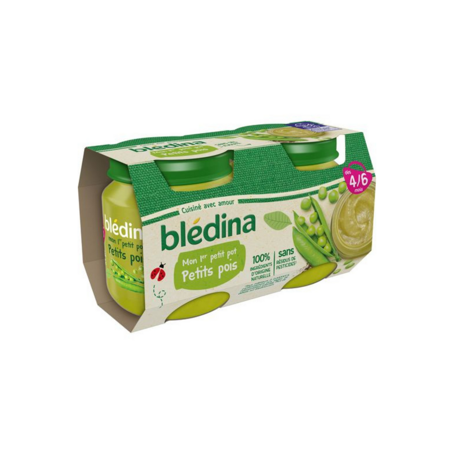 BLEDINA Pots purée petits pois 2x130g -D11