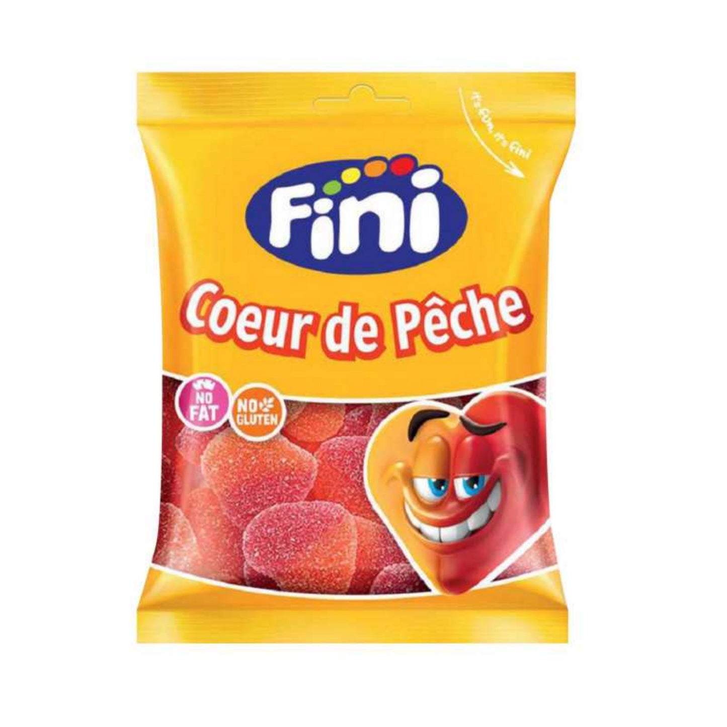 FINI Coeur de pêche 90g - Bonbons gélifiés en forme de cœurs saveur pêche