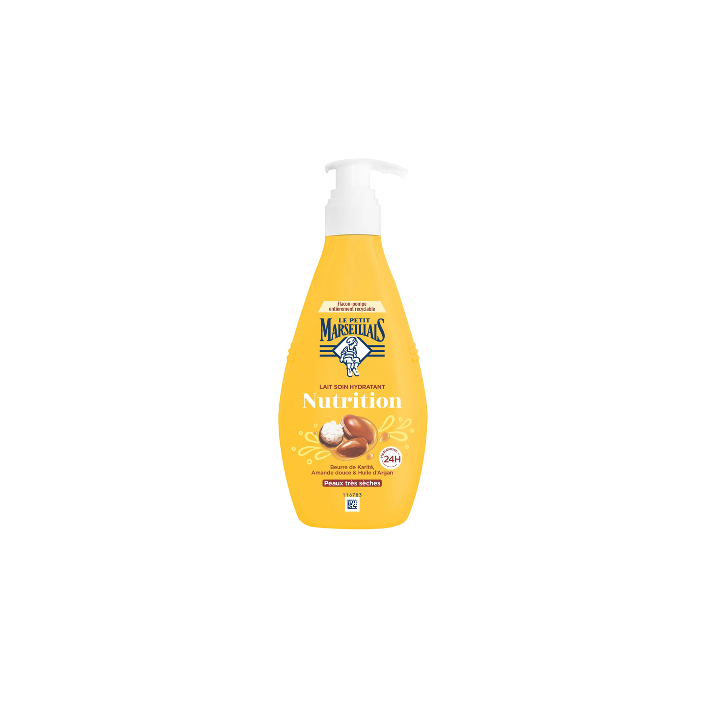LE PETIT MARSEILLAIS Lait Soin Hydratant Nutrition Beurre De Karité, Amande Douce & Huile D’Argan 400ml -J73