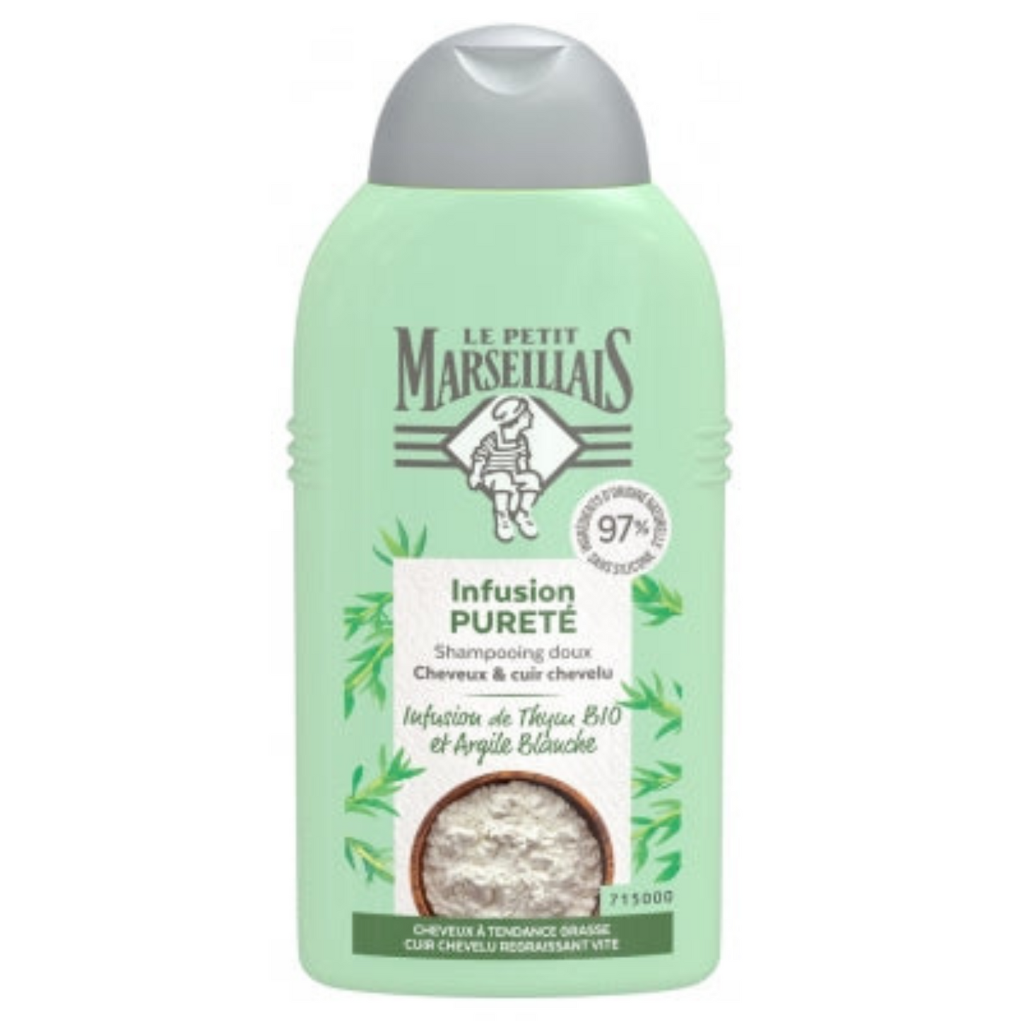 LE PETIT MARSELLAIS Shampooing infusion thym argile blanche Bio 250ml -J113