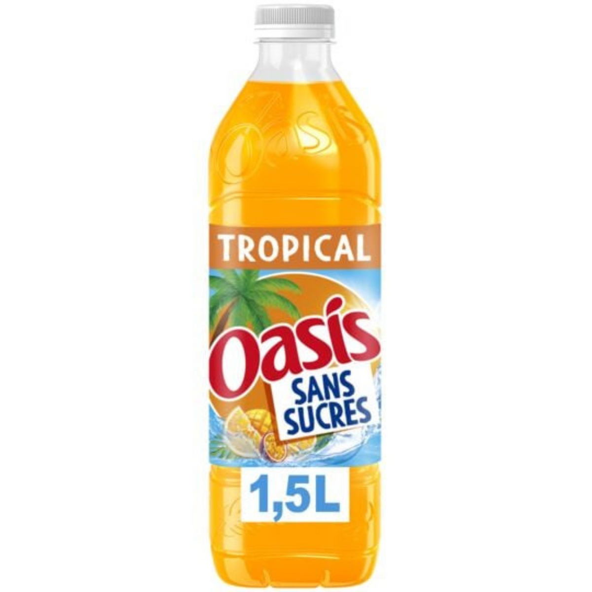 Découvrez la nouvelle recette d'Oasis Tropical Sans Sucres : le goût unique d'Oasis Tropical dans une boisson zéro sucres et toujours 100% plaisir ! Boisson sans sucres, sans conservateur, sans arôme ni colorant artificiel. A partager avec toute la famille ! NOUVEAU : l'intégralité des bouteilles Oasis sont maintenant fabriquées avec du plastique 100% recyclé (hors bouchon et étiquette).