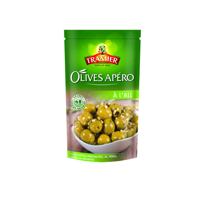 TRAMIER Olives vertes apéro à l'ail 150g -G31