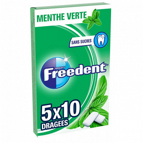 FREEDENT Chewinggum sans sucres menthe verte 5x10 70g -B14