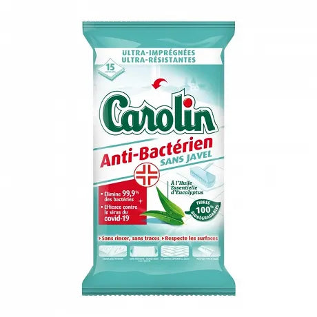 Serpillières sols anti-bactérien s/javel CAROLIN