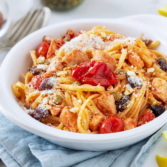 Linguine au thon, câpres et tomates fraîches
