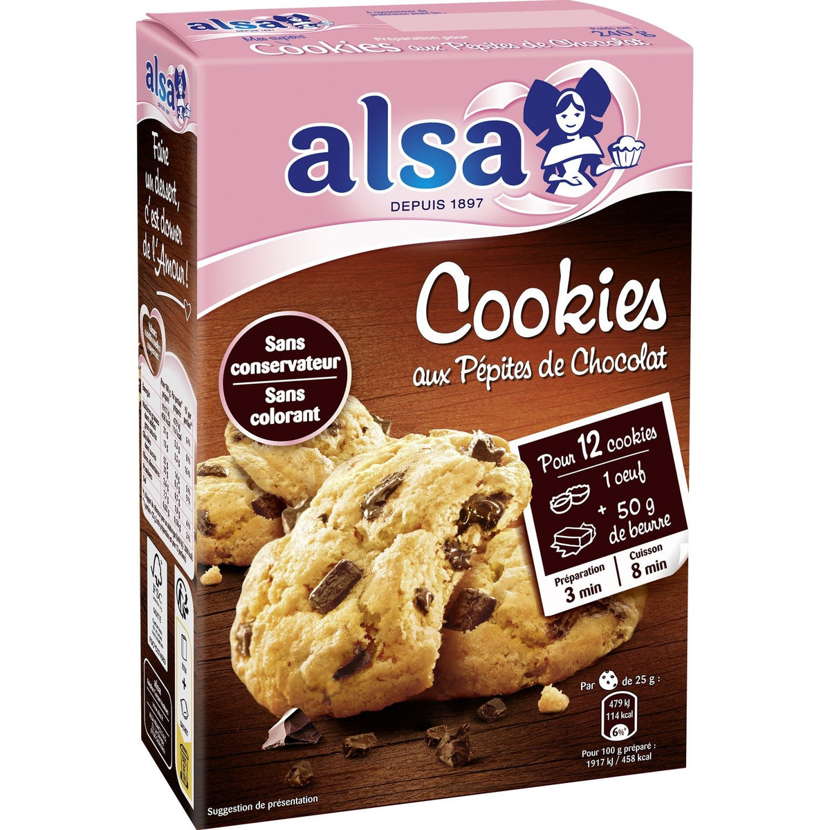 ALSA Préparation gâteaux cookies pépites chocolat -E123