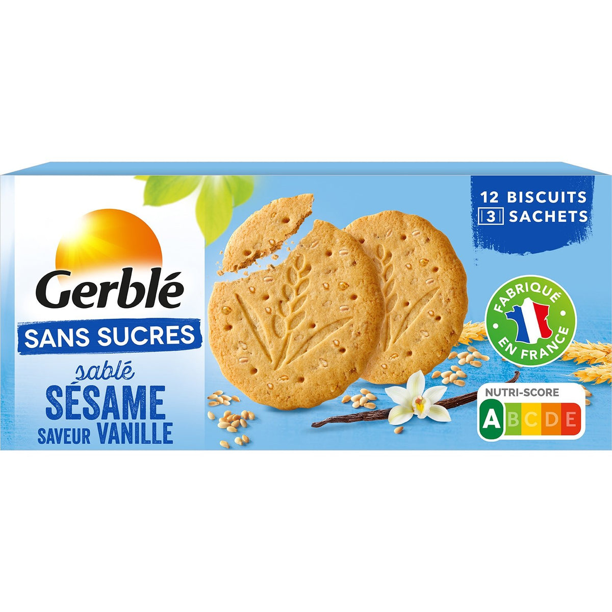 Gerblé sesame vanilla cookie without sugar 132g