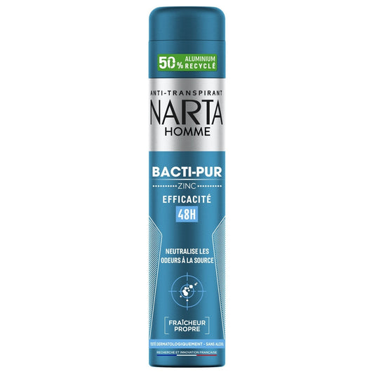NARTA Déodorant Homme BactiPur au Zinc 48H 200ml -K12