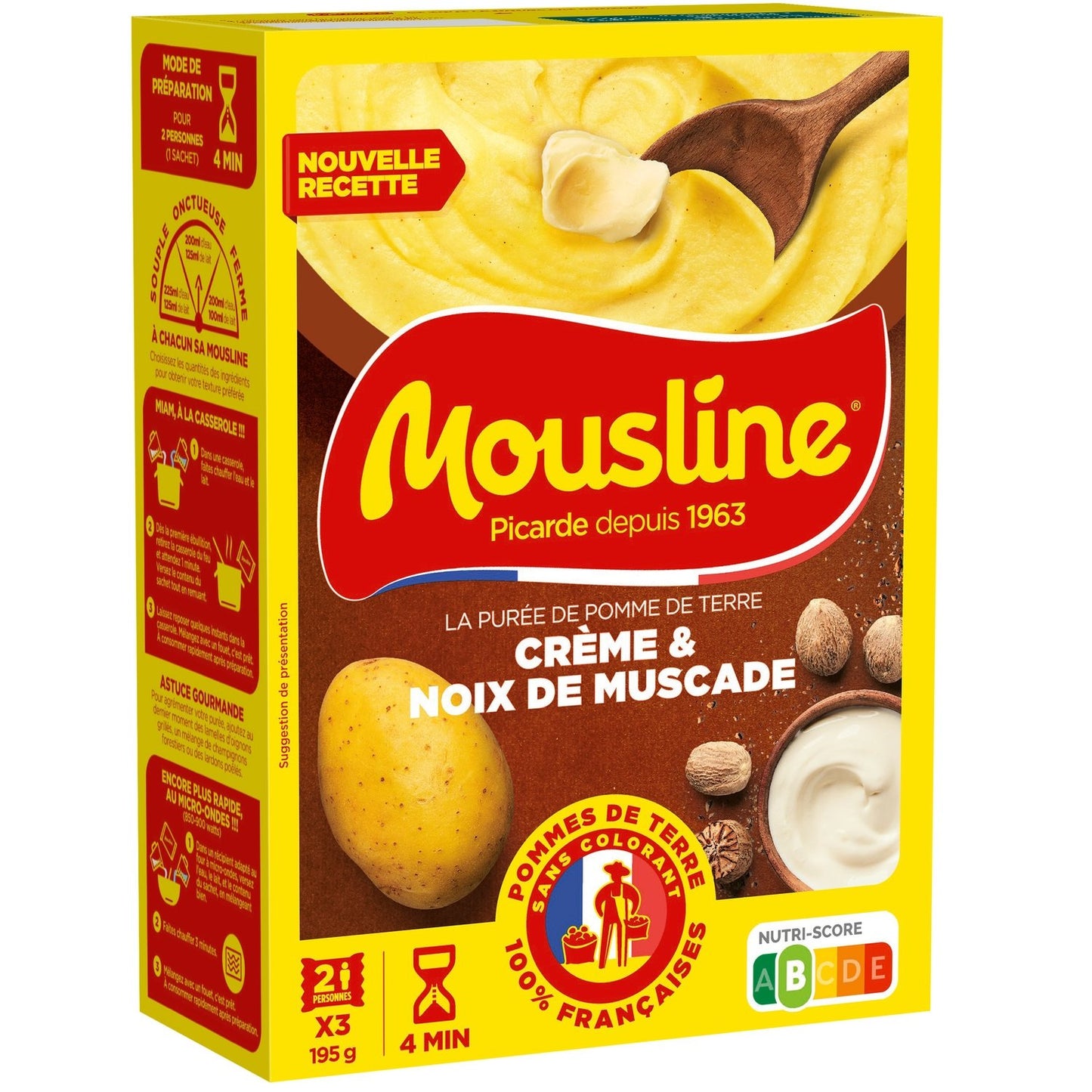 MOUSLINE Purée en flocons crème & noix Muscade 195g -G82
