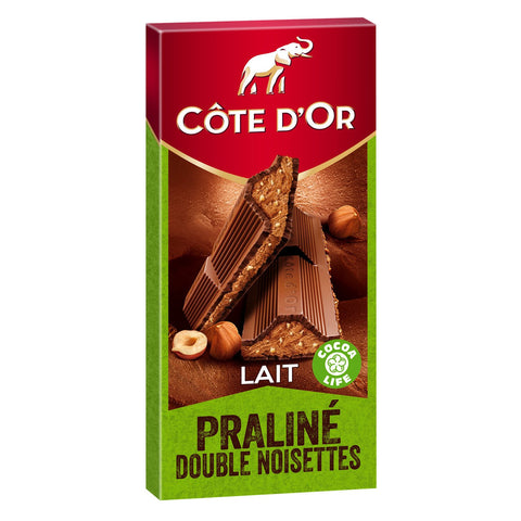 COTE D'OR Tablette de chocolat au lait fourré praliné double noisettes 200g -B32