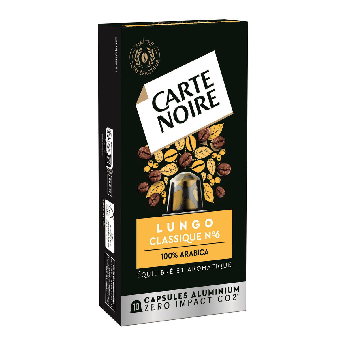 CARTE NOIRE Nespresso type organic lungo capsules x10 56g BBD 05/31/2024 -F124