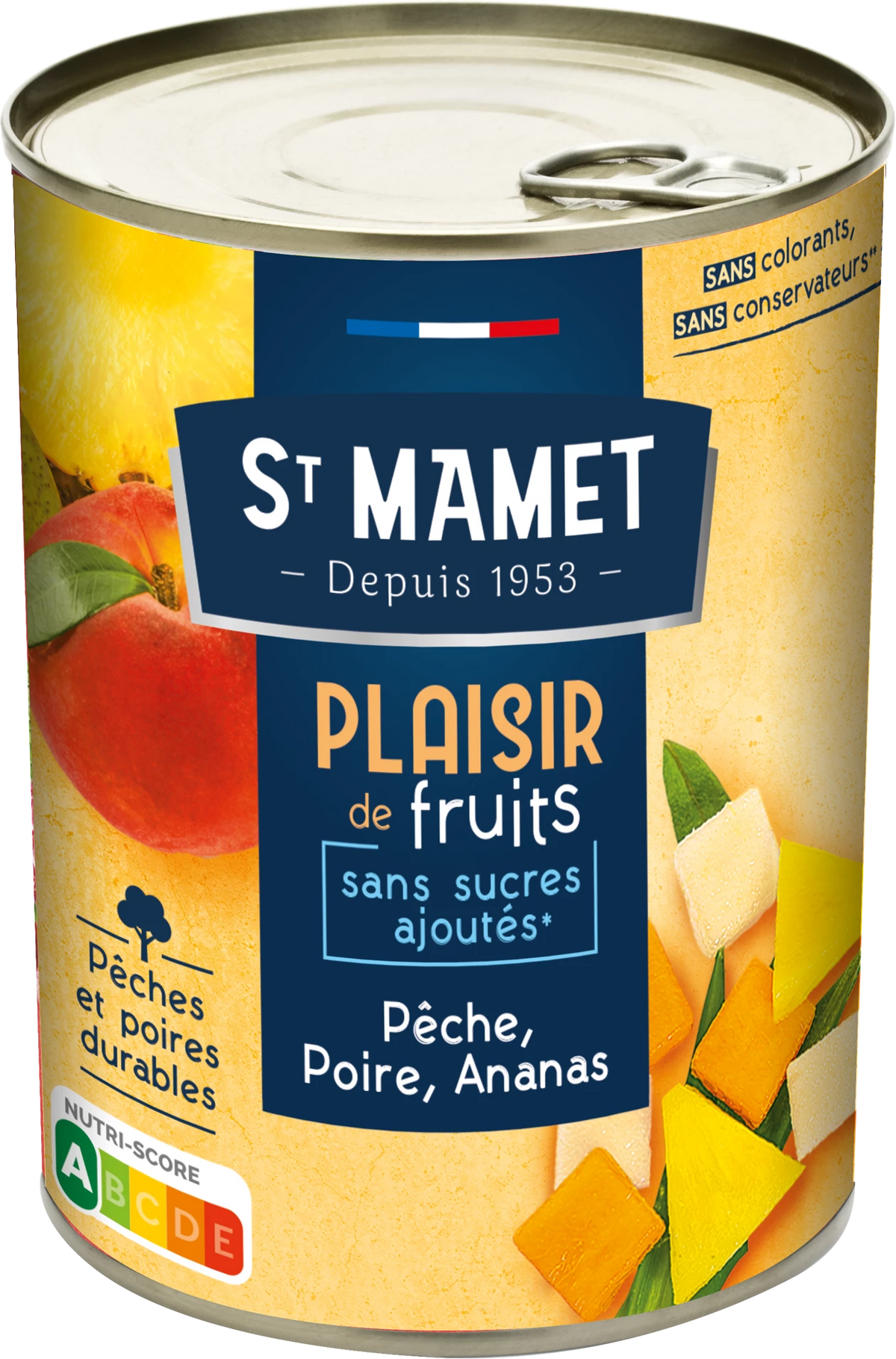 ST MAMET Fruits au sirop pèche, poire & ananas 250g I83