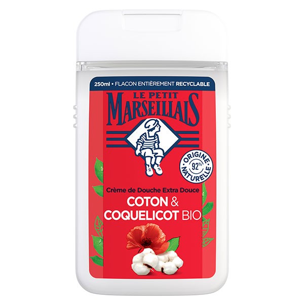 LE PETIT MARSEILLAIS Extra Gentle Organic Milk Cotton and Poppy Shower Gel 250ml J133