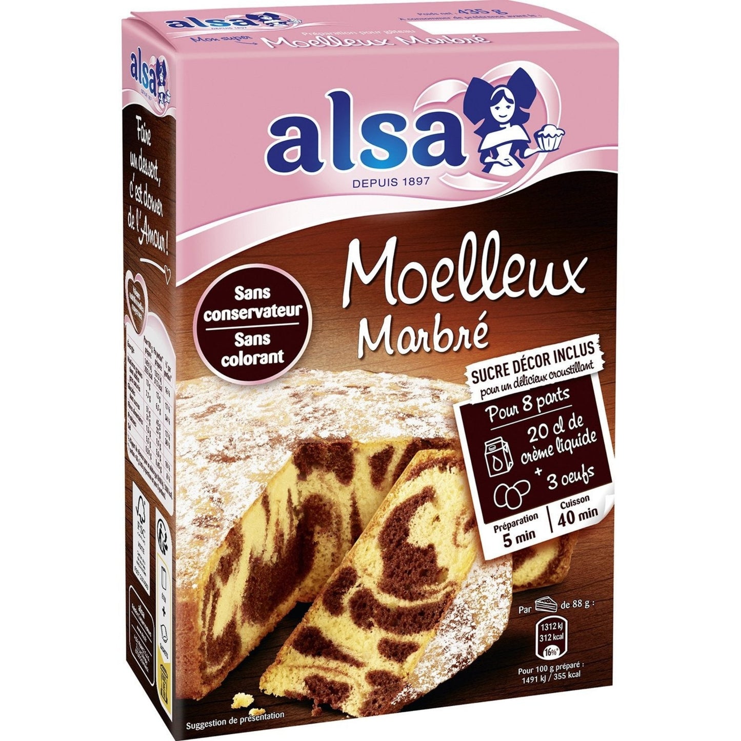 ALSA Préparation gâteau moelleux marbré 435g -E123
