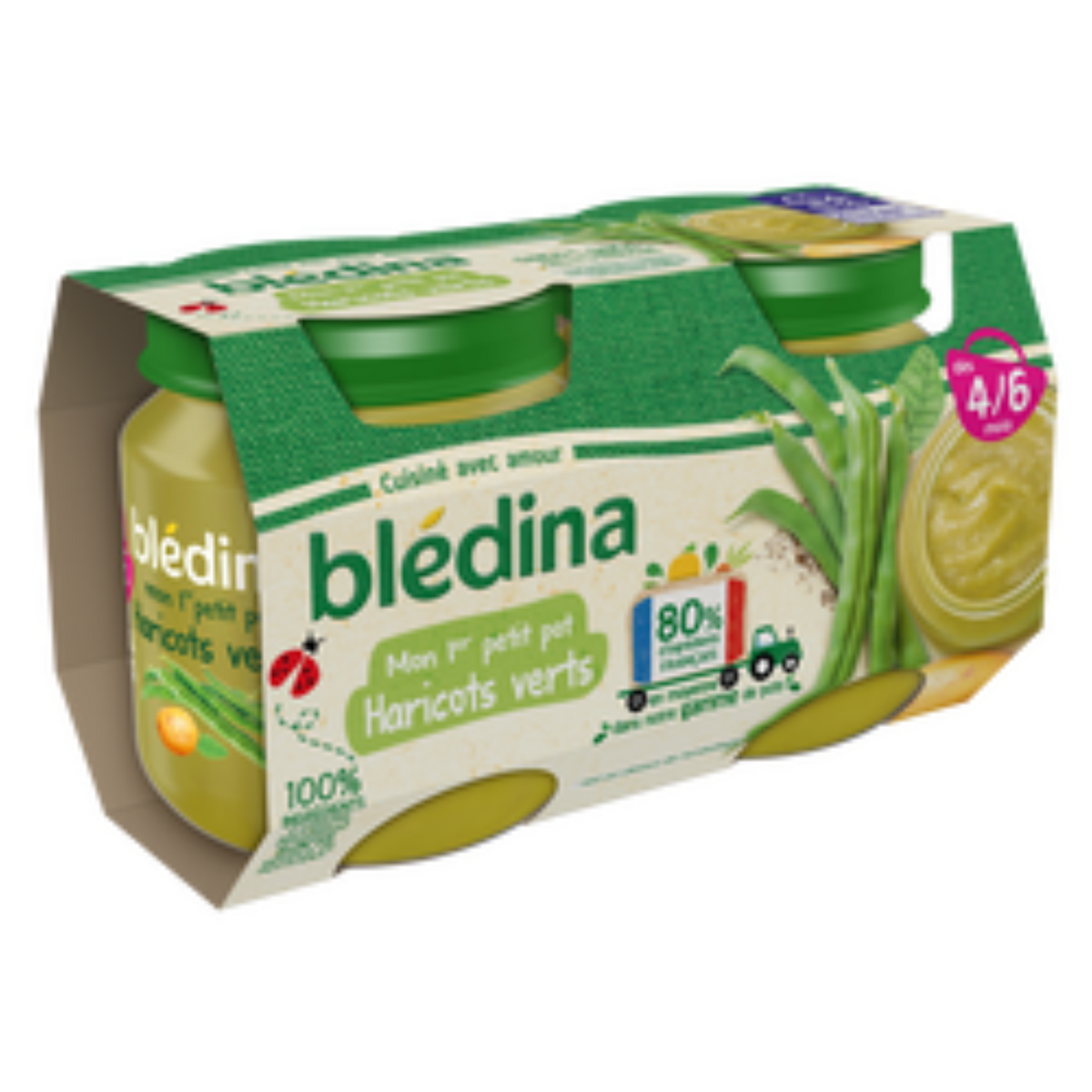 Bledina my 1st small green bean pot from 4/6 months 2x130g -d12