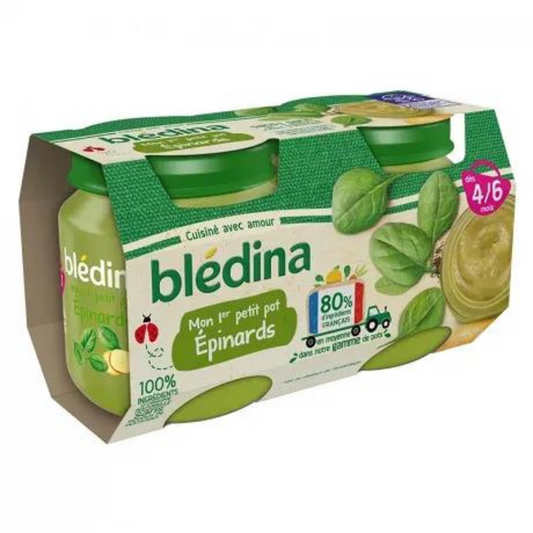 BLEDINA Pots bébé 4/6 mois épinards 2x130g 260g -D12