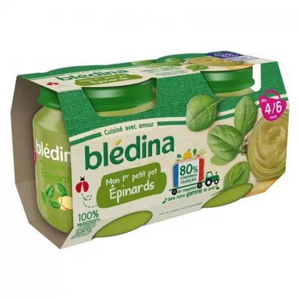 Bledina Baby pots 4/6 month spinach 2x130g 260g -d12