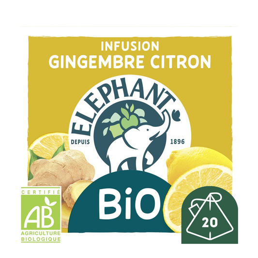 Elephant Lemon ginger infusion, organic 20 sachets 34g -e130