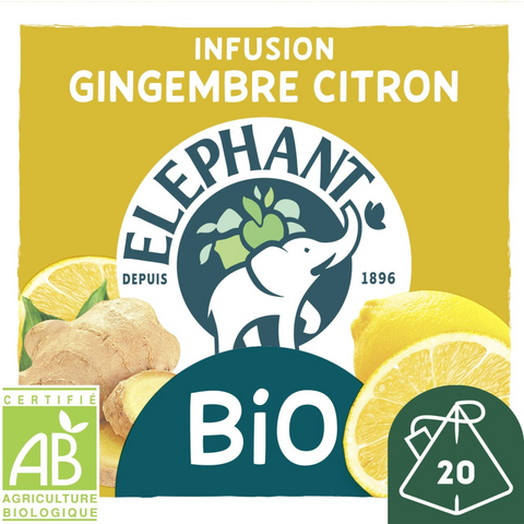 Elephant Lemon ginger infusion, organic 20 sachets 34g