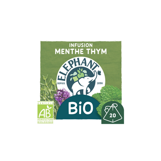 ELEPHANT Infusion menthe thym, bio 20 sachets 26g -F111