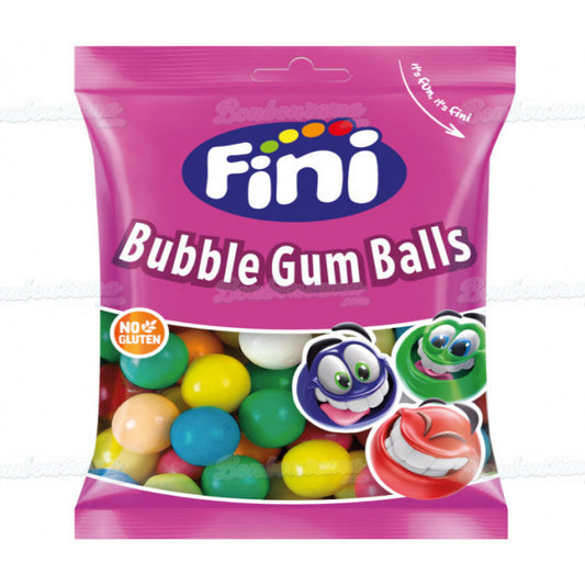 Bonbons FINI Bubble Gums Balls 90g - Chewing-gums en forme de balles colorées, sachet de 90g
