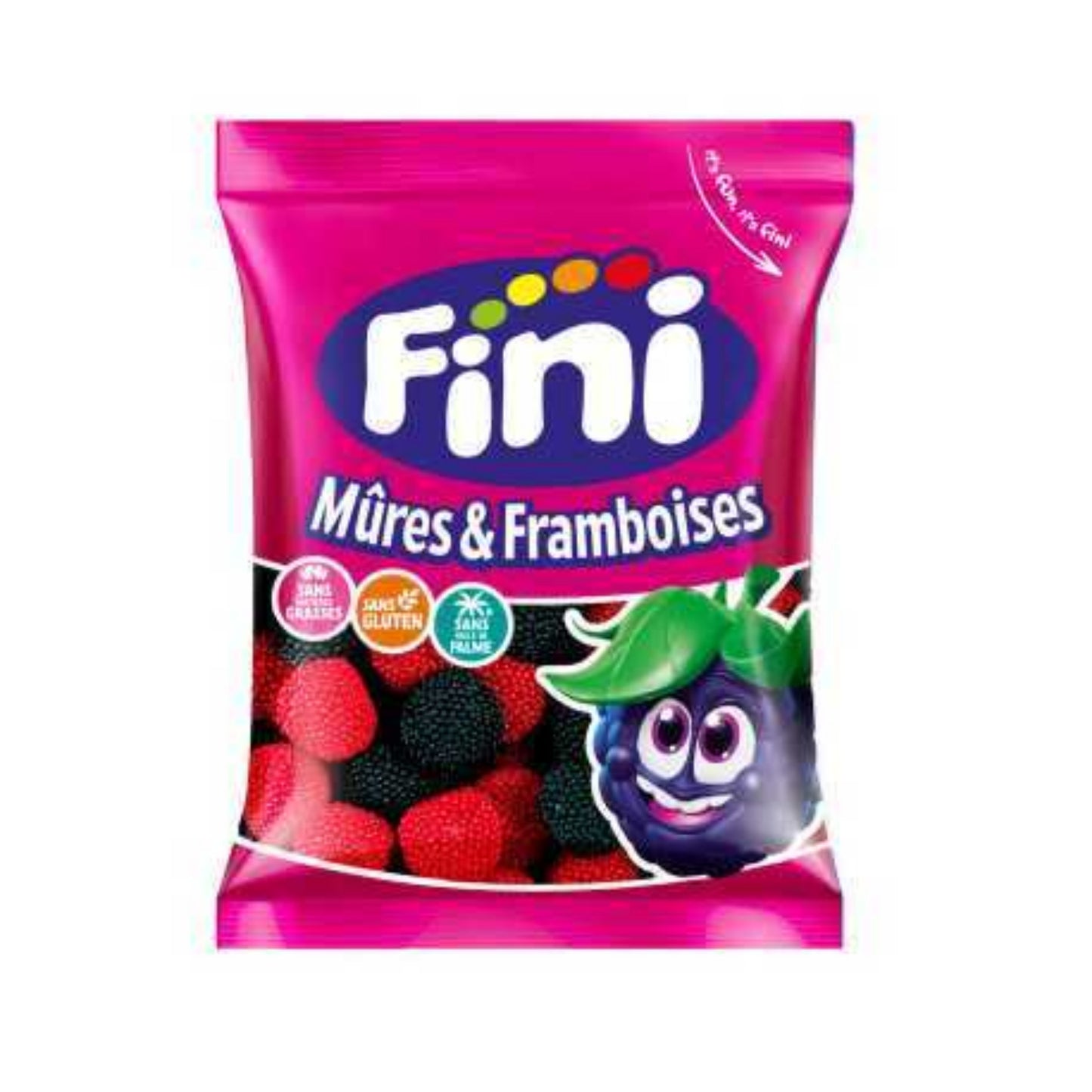 FINI Mures & Framboises 90g - Bonbons gélifiés aux saveurs mûre et framboise