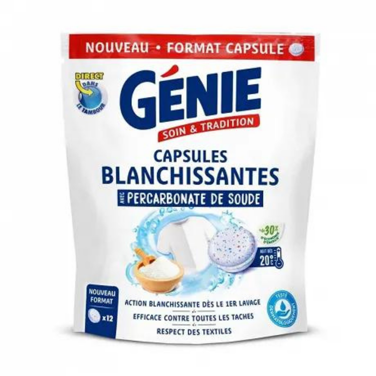 GENIE Capsules blanchissantes avec bicarbonate de soude 240g -K31