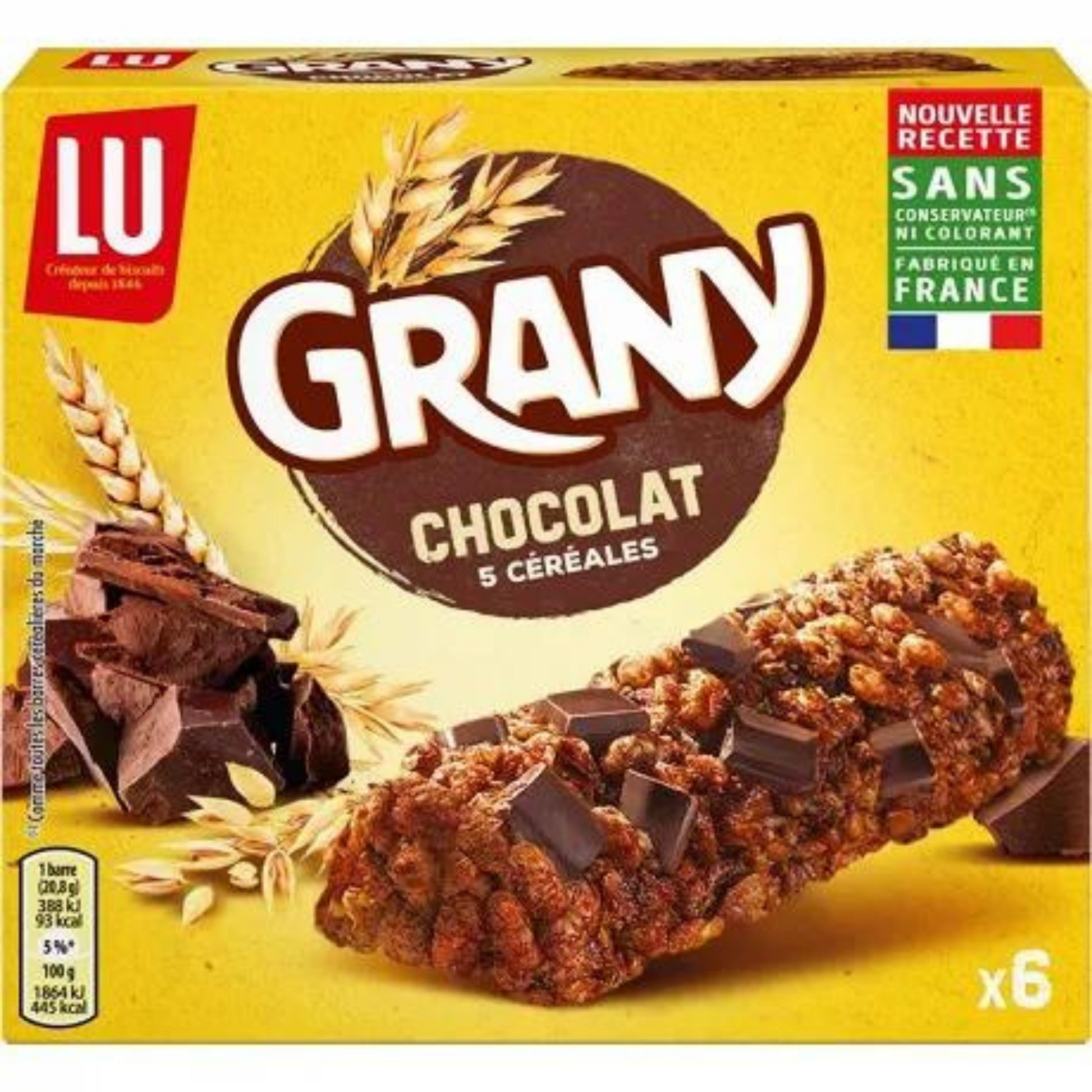 GRANY Barres céréales et morceaux de chocolat 125g — Épicerie française Montréal | Euro-Market