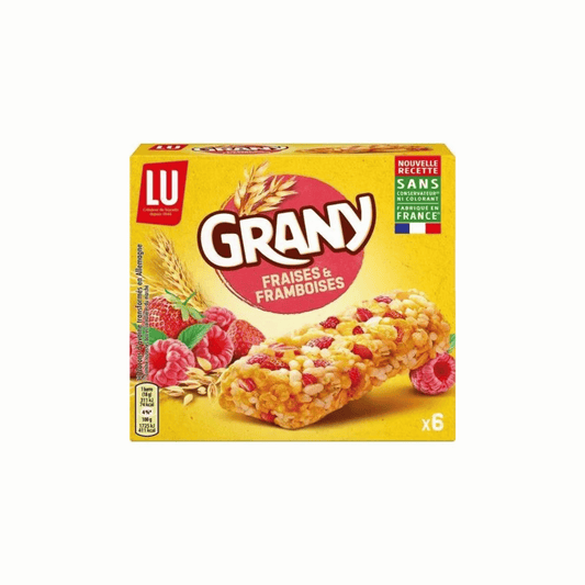 GRANY Barres céréales morceaux de fraises & framboises 108g -D43