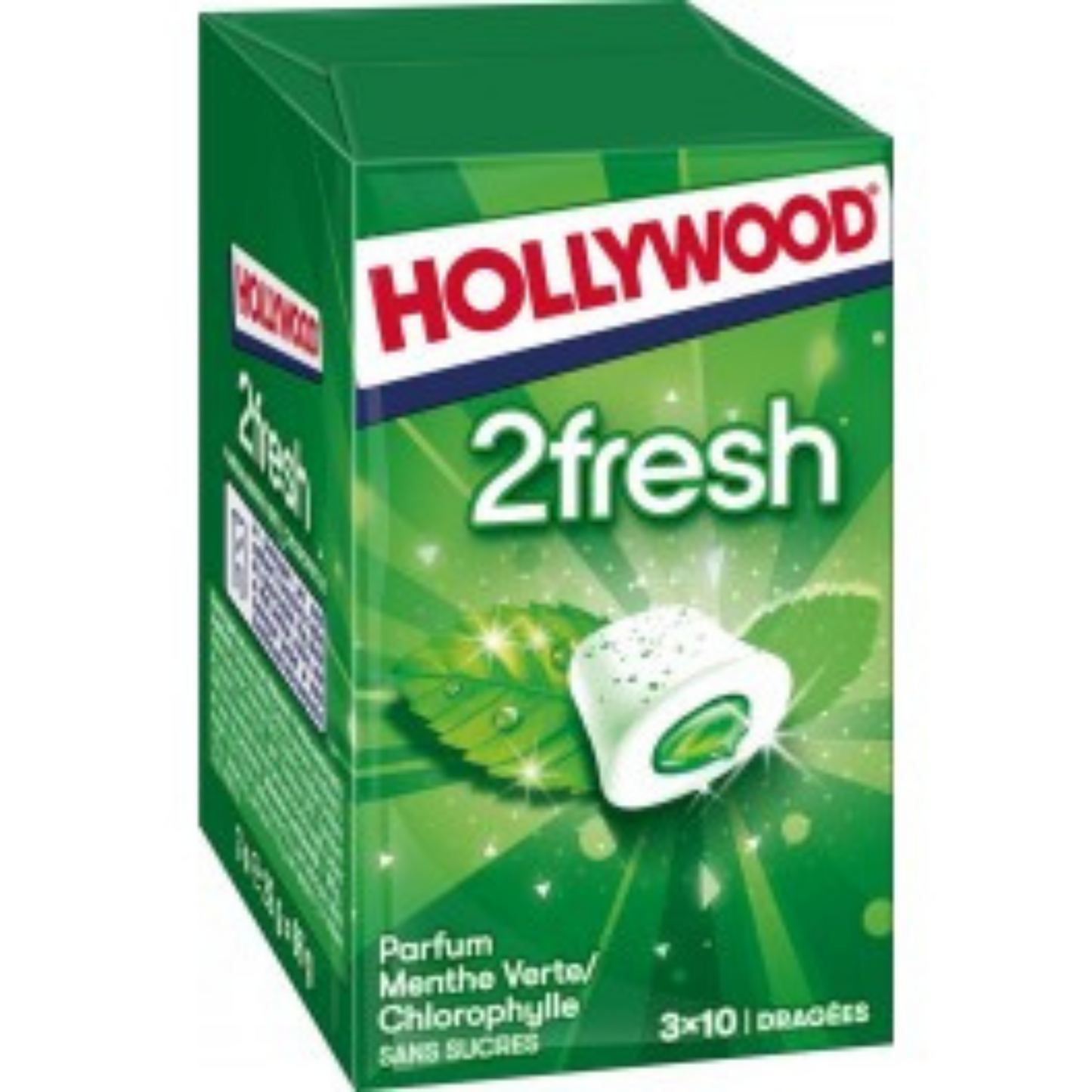 HOLLYWOOD Chewinggum à la menthe verte sans sucres 2Fresh 66 g -B61
