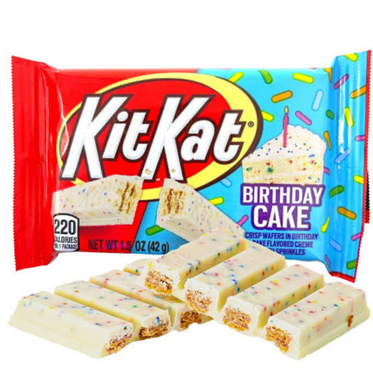 KIT KAT Birthday Cake Candy Bar King Size 420 g – grande barre chocolatée saveur gâteau d’anniversaire.