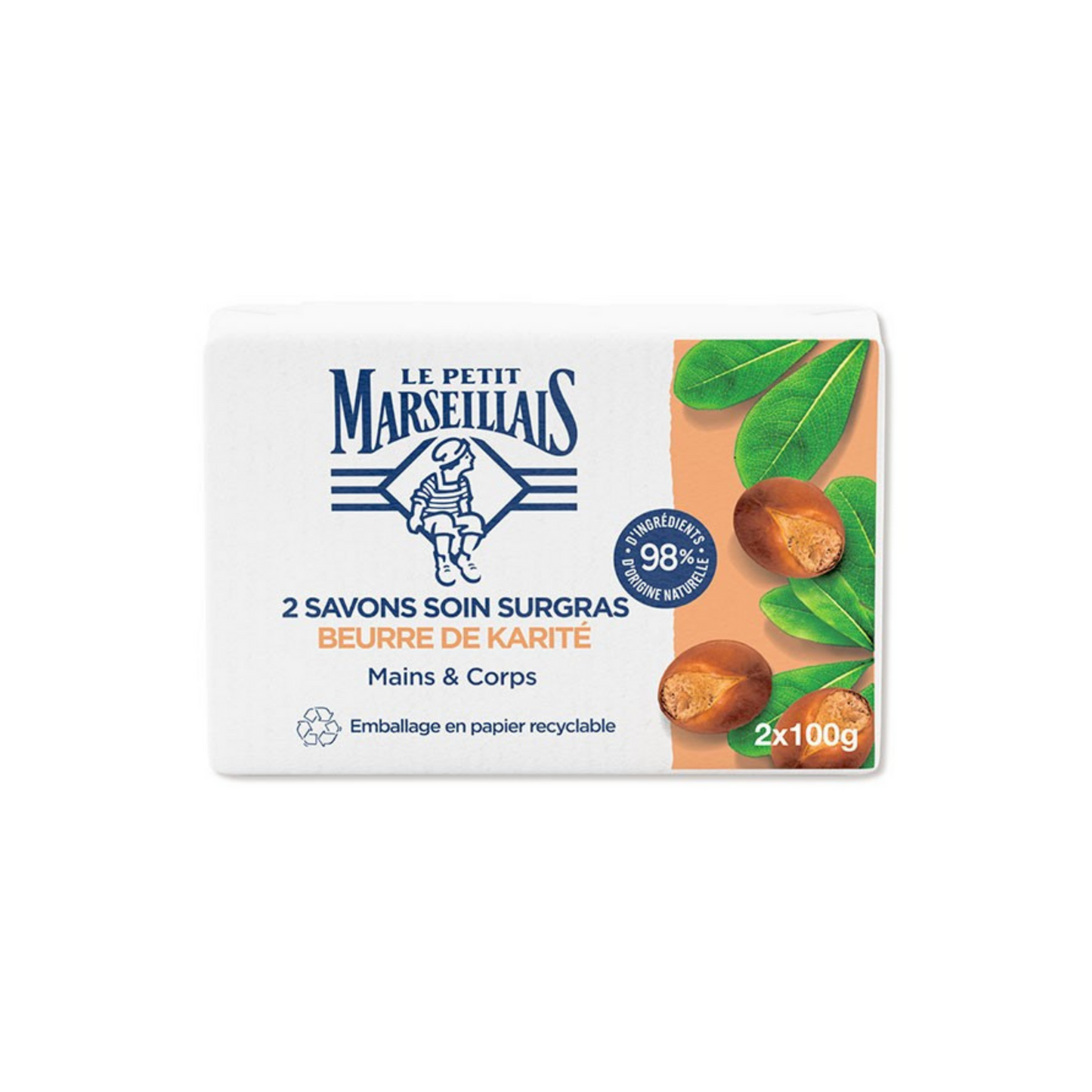 LE PETIT MARSEILLAIS Savons Soin Surgras Beurre Karité 2X100g -J82