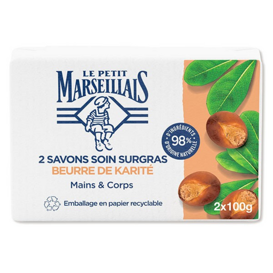 LE PETIT MARSEILLAIS Savons Soin Surgras Beurre Karité 2X100g -J82