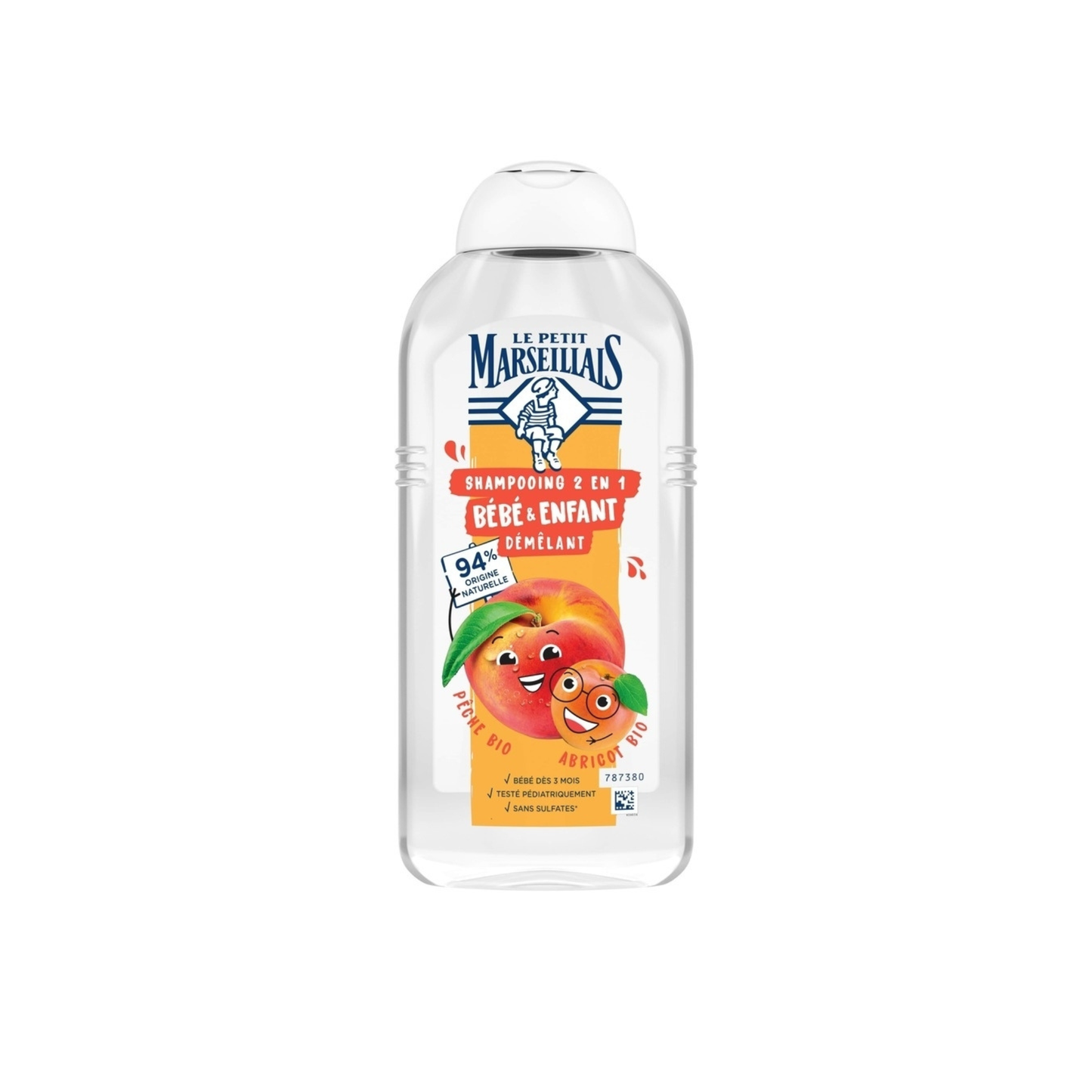 LE PETIT MARSEILLAIS Shampooing 2 En 1 Bébé & Enfant Démêlant Pêche Bio Abricot Bio 300ml -J41