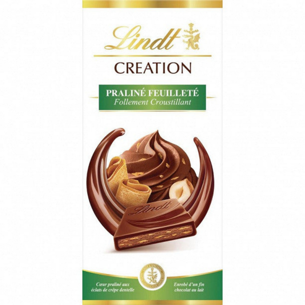 LINDT Creation flaky praline milk 150g B31