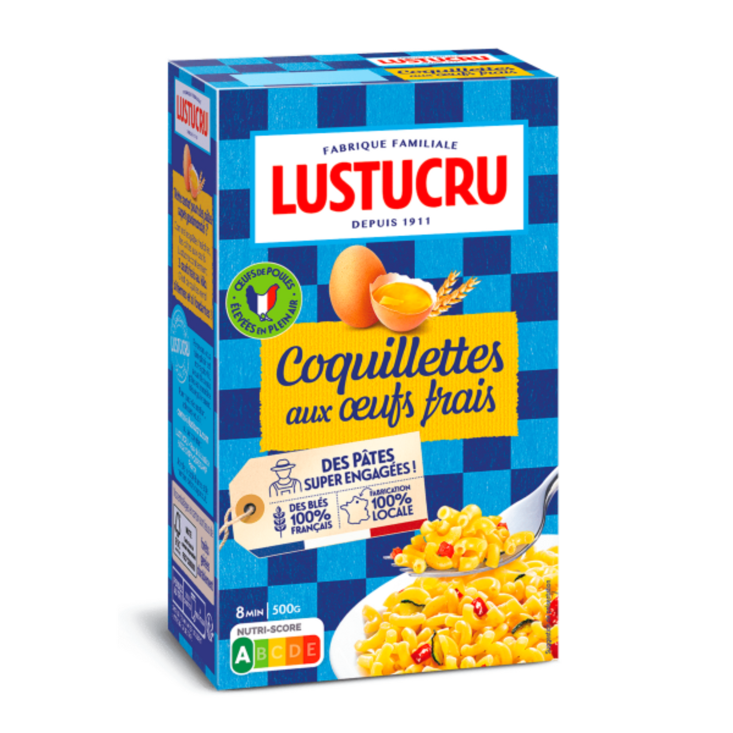 LUSTUCRU Pâtes Coquillettes aux oeufs frais 250 g -C131