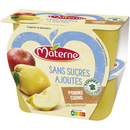 MATERNE Compote pomme coing sans sucres ajoutés 4x100g -D52
