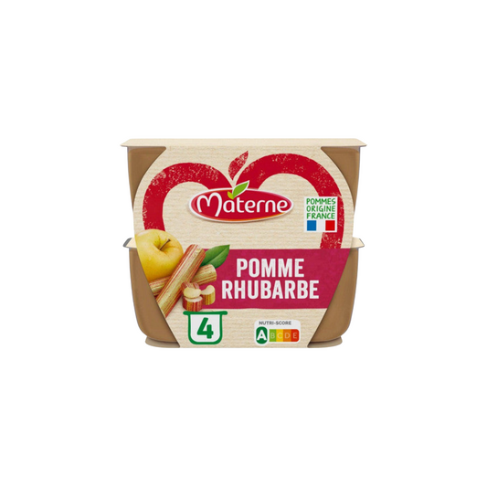 MATERNE Compote pomme rhubarbe allegée en sucre 4x100g -D62