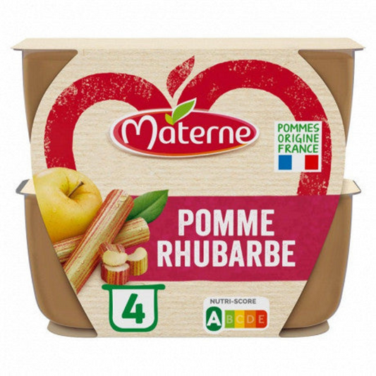 Materne compote apple rhubarb alleged in sugar 4x100g -C42