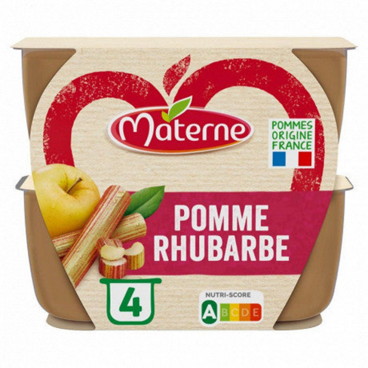 MATERNE Apple rhubarb compote low in sugar 4x100 G