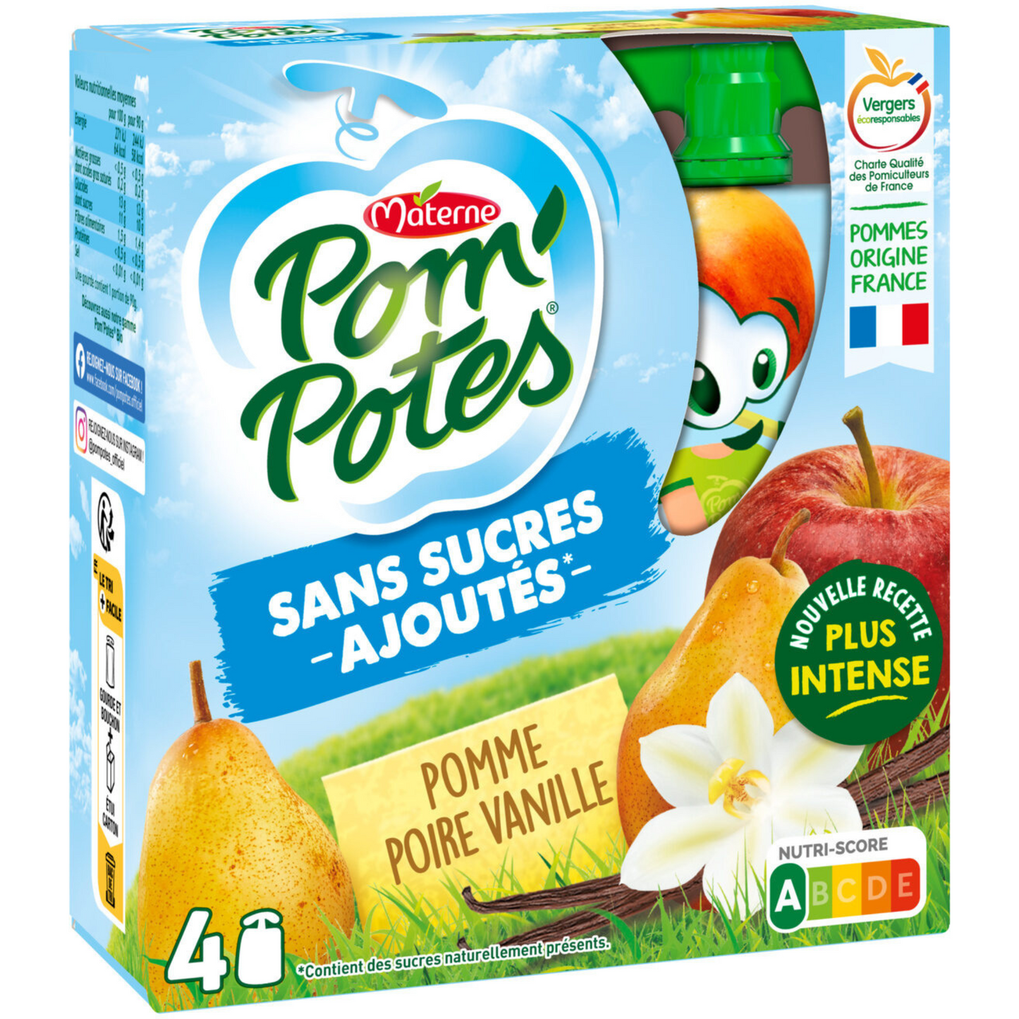 Maids Compotes Gourdes Apple Pear Vanilla 4x90g 360g -d14