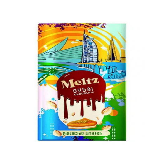 MELTZ Dubai Chocolat pistache 75 g – tablette de chocolat garnie de pistaches croquantes.