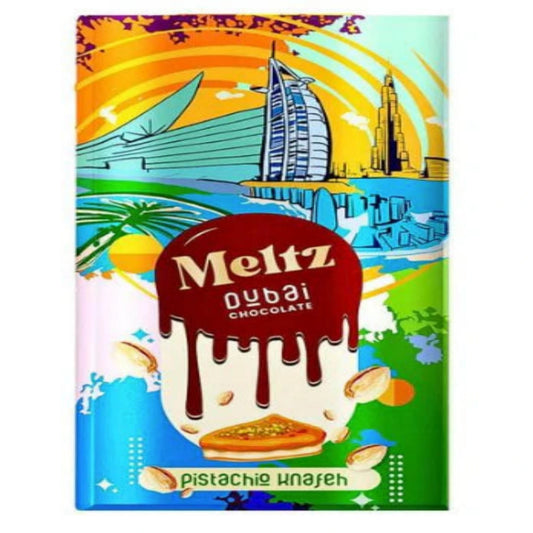 MELTZ Dubai Chocolat pistache 75 g – tablette de chocolat garnie de pistaches croquantes.