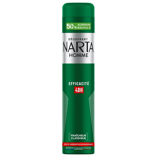 NARTA Déodorant Homme 24h Fraîcheur Classique Sans Sel d'Aluminium 200ml -K13