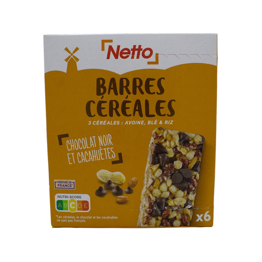 NETTO Cereal bars with peanuts and pieces of dark chocolate 125g -d101