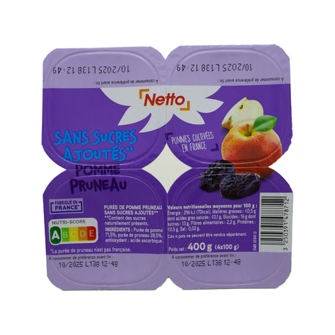 NETTO Puree apple and prune fruit compote 4x100g D41